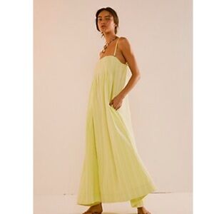 Free People All for Sun Summer Citrus Yellow Maxi Dress